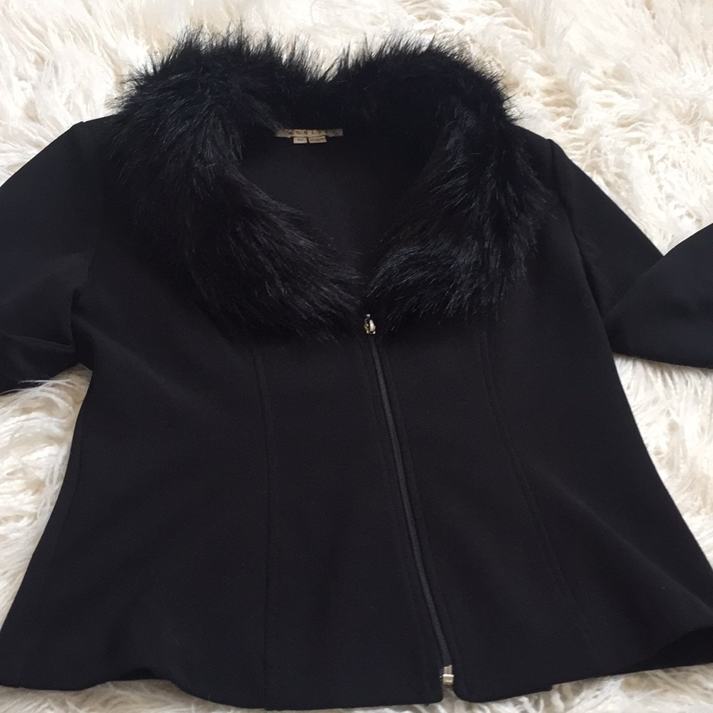 Black jacket with faux fur